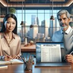 Empleadores revisan pagos en oficina moderna.