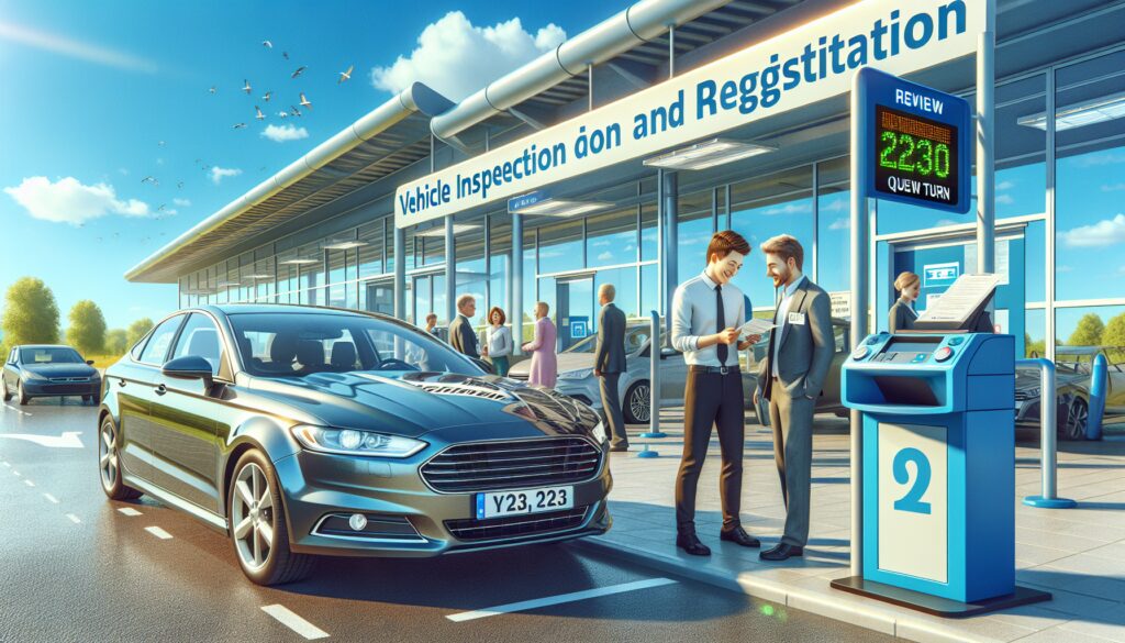 Inspección de vehículos y registro en progreso.