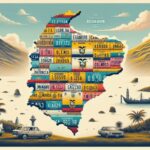 Mapa de Ecuador con placas de matrícula coloridas.