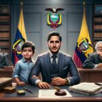 Hombre y niño en una oficina gubernamental.