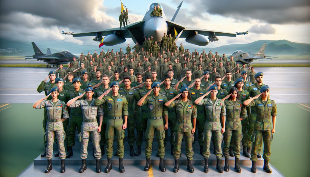 Soldados formados frente a aviones de combate.