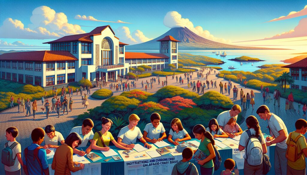 Inscripción de estudiantes en jornada de puertas abiertas universitaria.