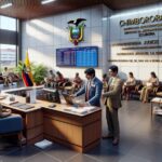 Sala de espera en una oficina gubernamental en Ecuador.