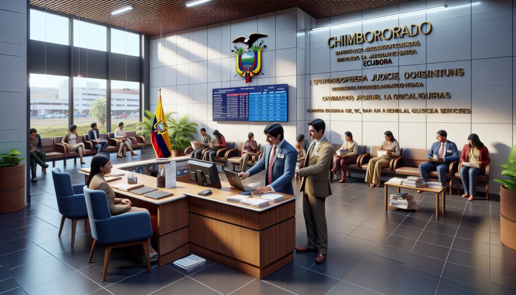 Sala de espera en una oficina gubernamental en Ecuador.