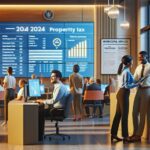 Trabajadores en oficina de servicios municipales.