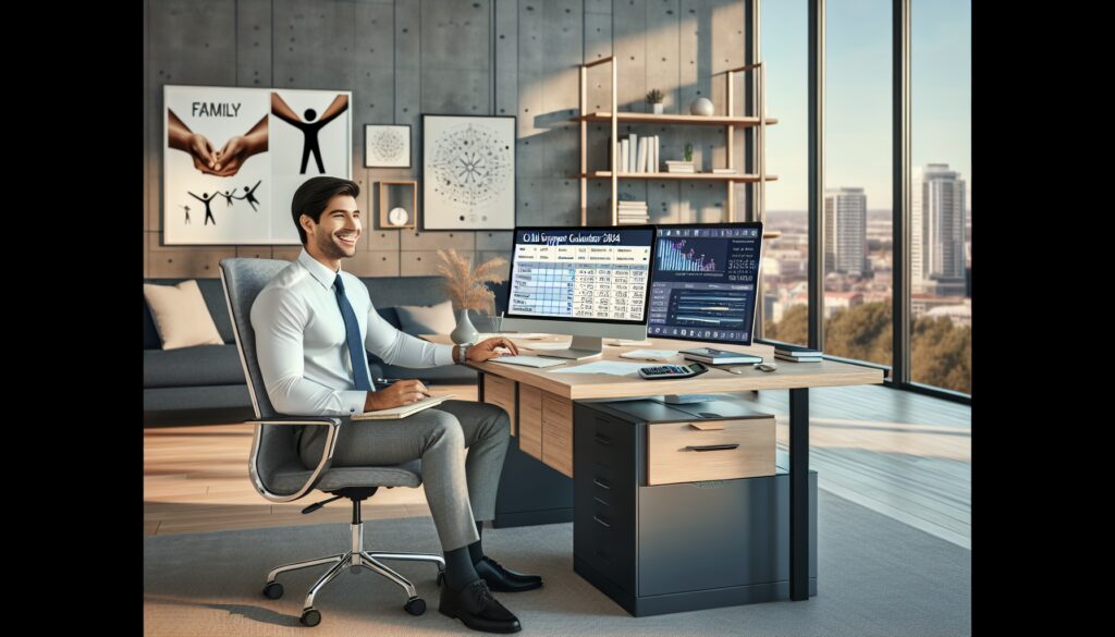 Hombre trabajando en oficina con vistas a la ciudad.