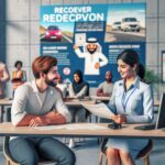 Oficina de licencias de conducción, personas en atención.