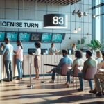 Oficina de licencias, gente esperando su turno.