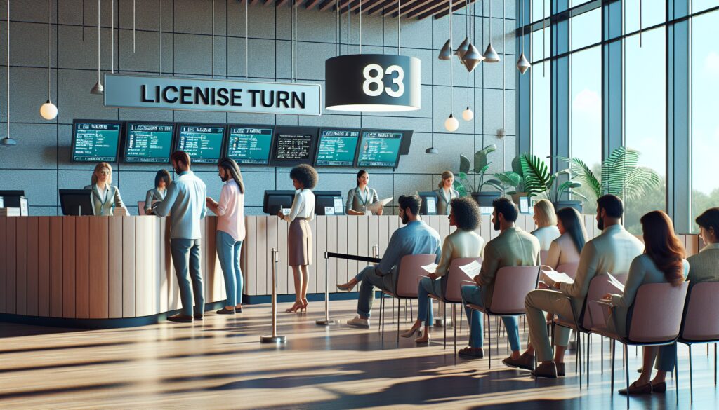 Oficina de licencias, gente esperando su turno.