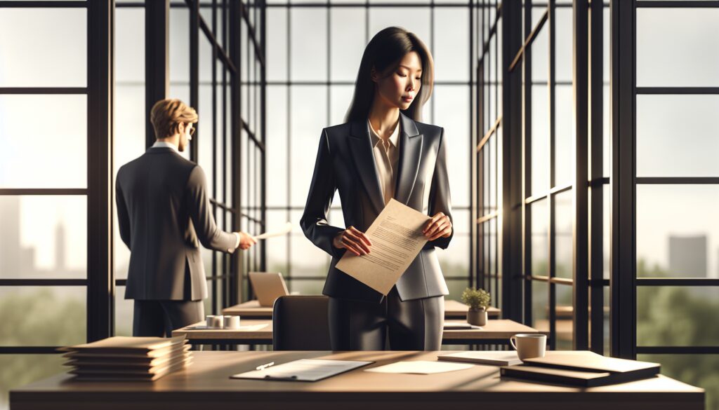 Oficina moderna con dos empleados trabajando.