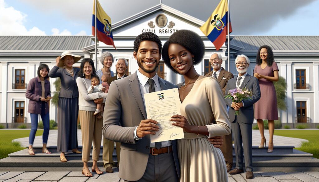 Pareja casada con certificado, celebran con la familia.