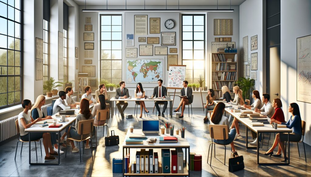 Reunión de negocios en una sala de conferencias moderna.