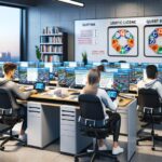 Centro de control con operadores frente a monitores.