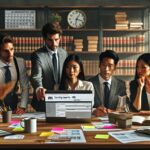 Reunión de trabajo en oficina con documentos.