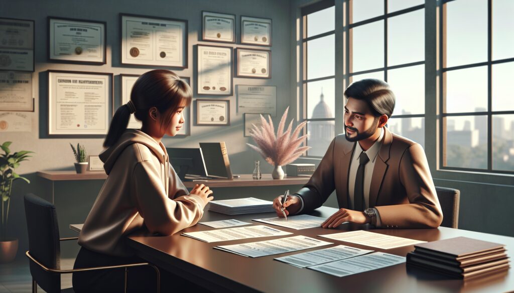 Consultoría profesional en oficina con certificados.