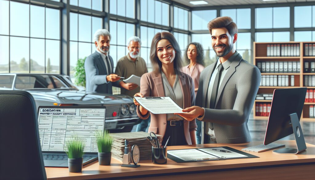 Personas revisando documentos en una oficina