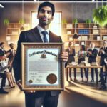 Hombre con diploma, gente aplaudiendo.