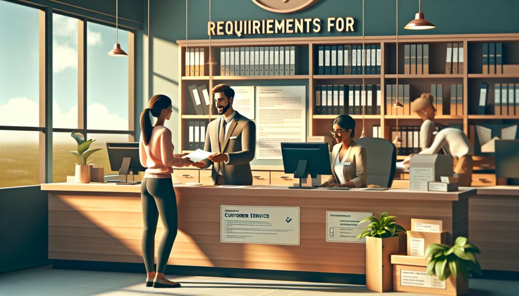 Oficina de atención al cliente con personas trabajando.