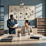 Reunión en oficina sobre contrato de arrendamiento