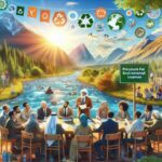 Reunión sobre licencias ambientales junto a un río.