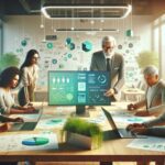 Reunión de trabajo con gráficos y diagramas