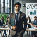 Reunión de negocios en oficina moderna.