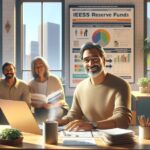 Personas trabajando en oficina moderna con gráficos financieros.