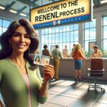 Mujer sonriente con tarjeta de identificación.