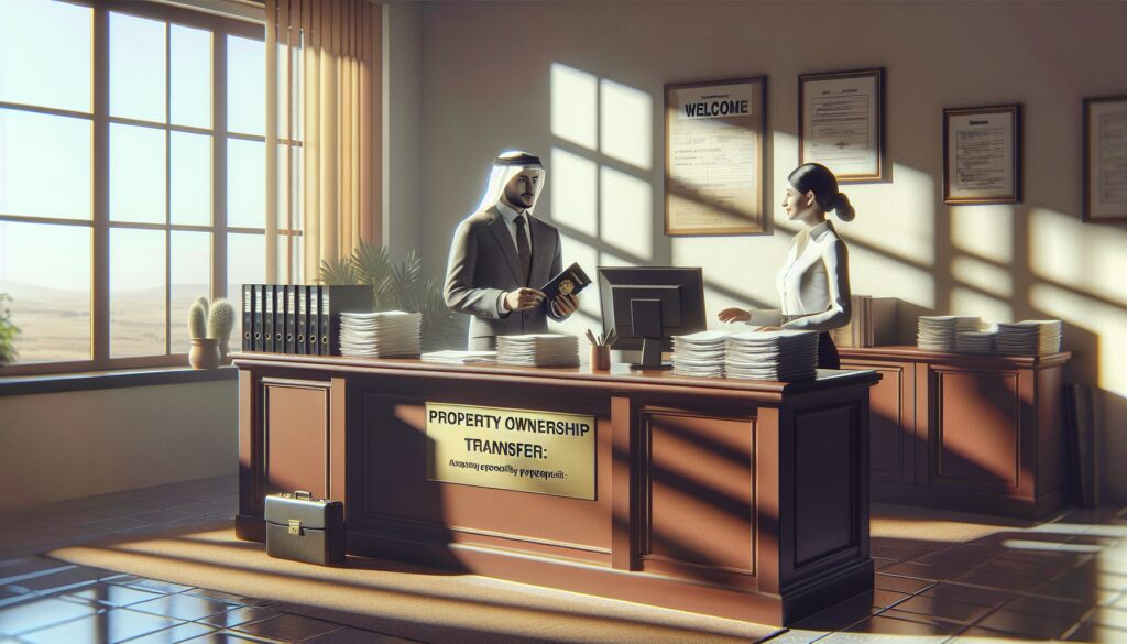 Transferencia de propiedad en oficina.