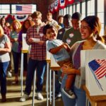 Personas votando en fila durante elecciones en EE.UU.