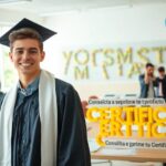 Graduado sonriente con toga y birrete.