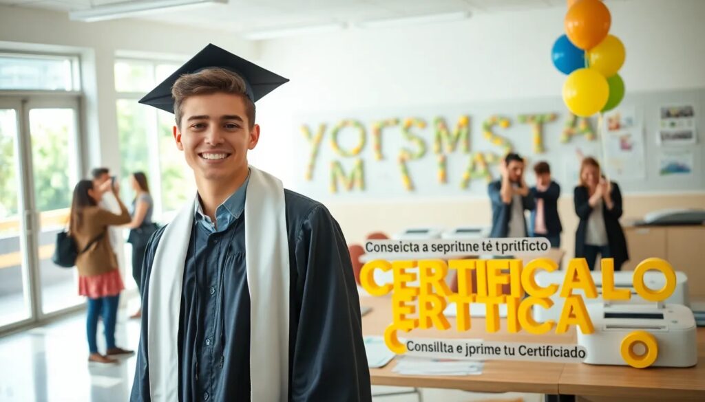 Graduado sonriente con toga y birrete.