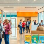 Personas en oficina moderna discutiendo proyectos