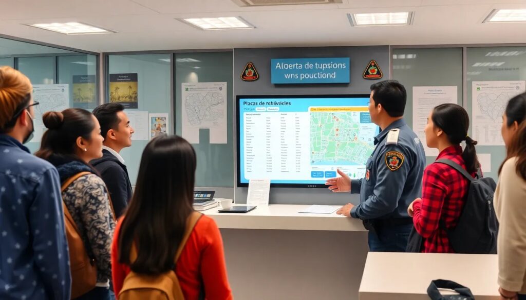 Personas observando pantalla de mapas y datos