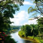 Río serpenteante entre abundante vegetación tropical.