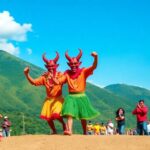Baile tradicional de Diablos en las montañas.